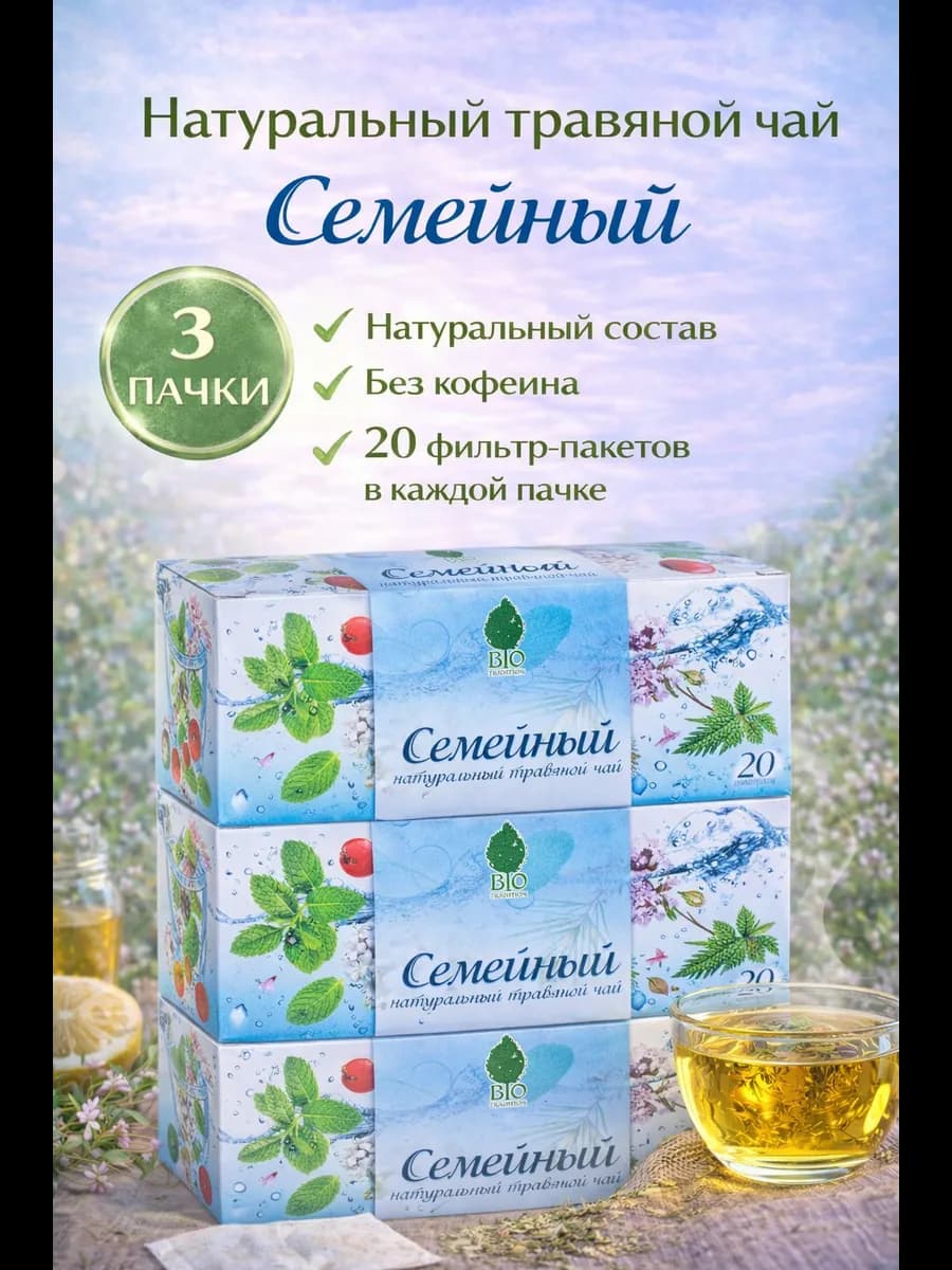 Травяной чай "Семейный" в фильтр-пакетах, 3 шт