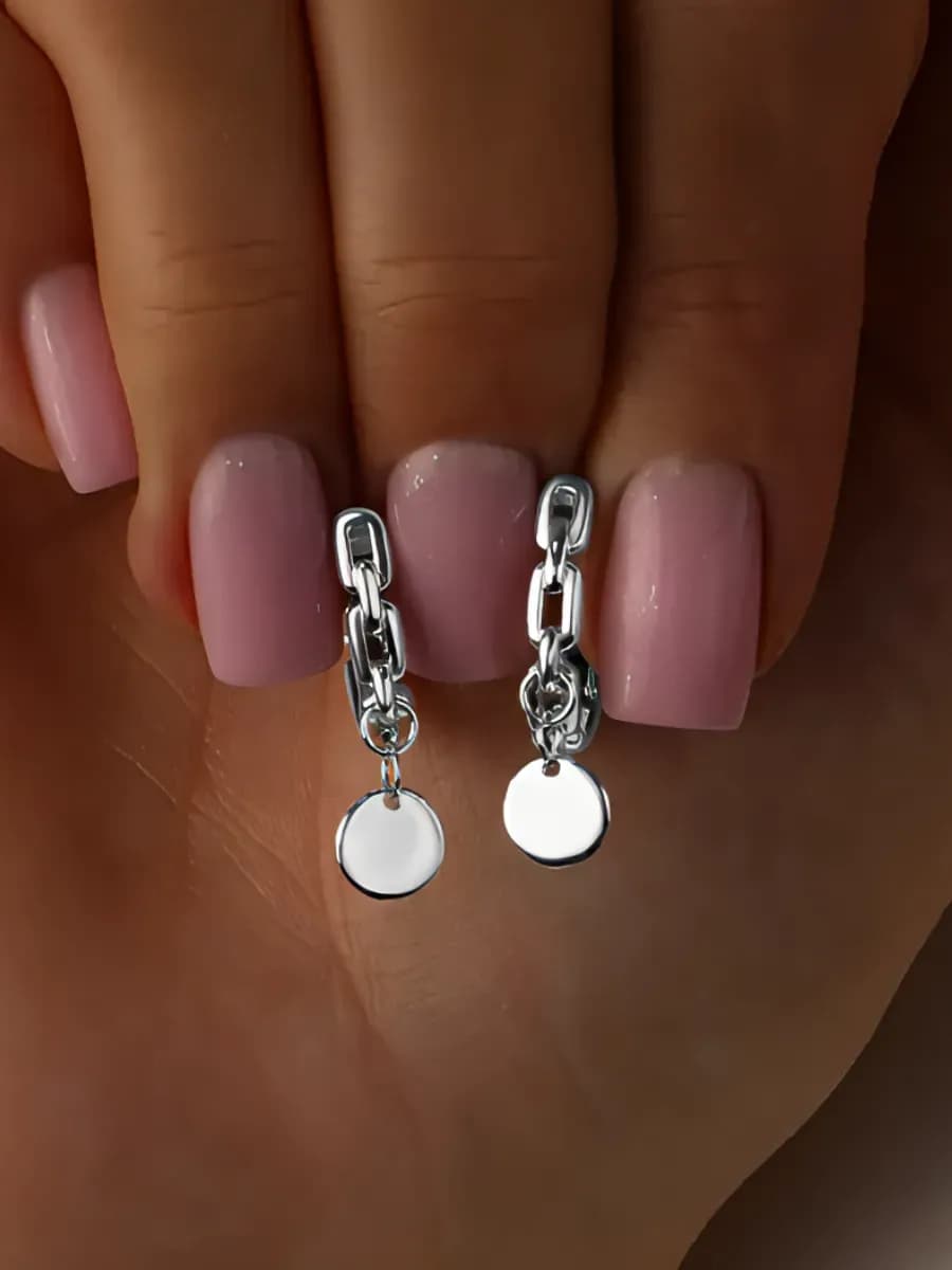 Серьги с монеткой серебро 925