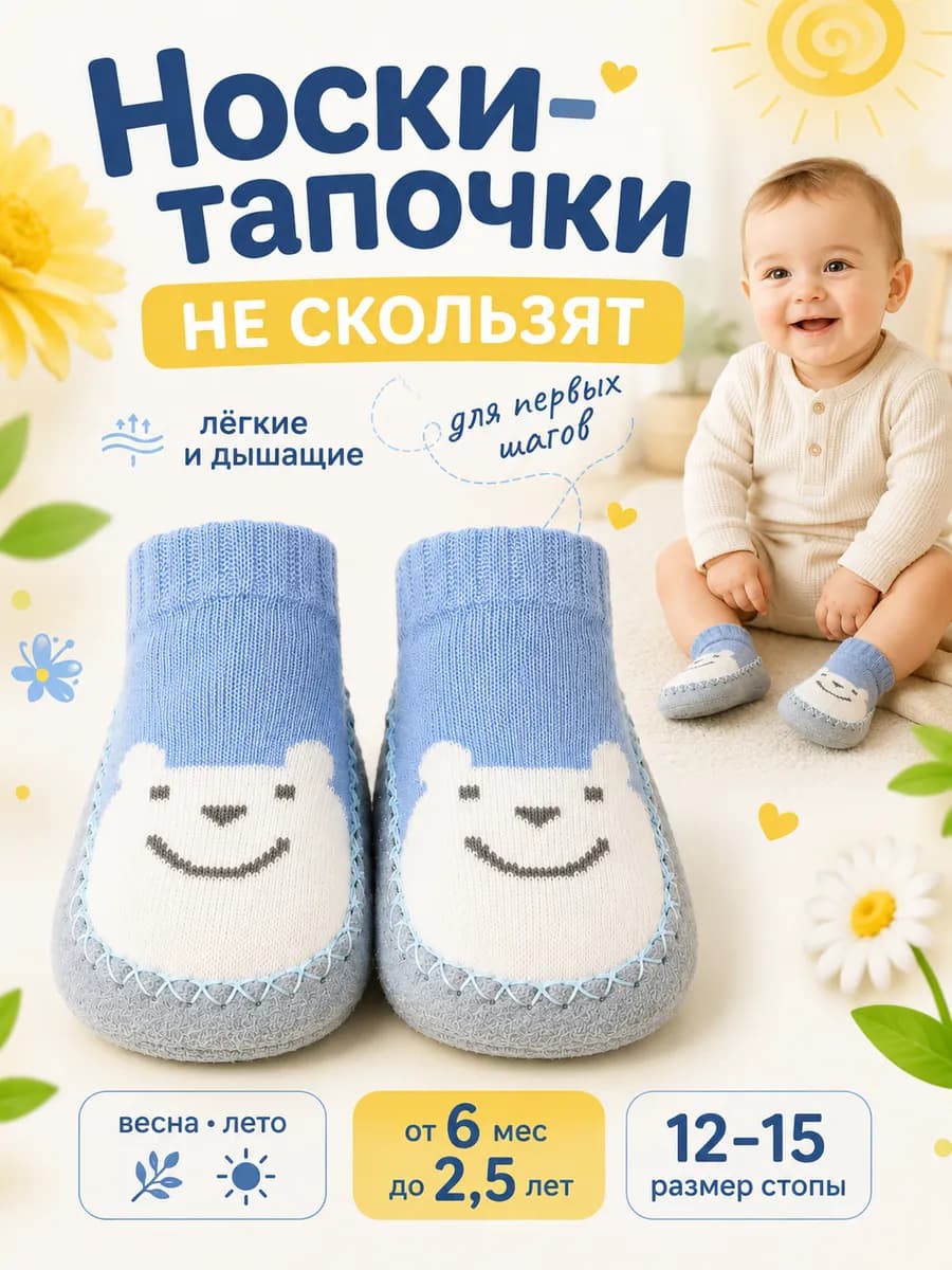 Носки тапочки легкие для малышей пинетки