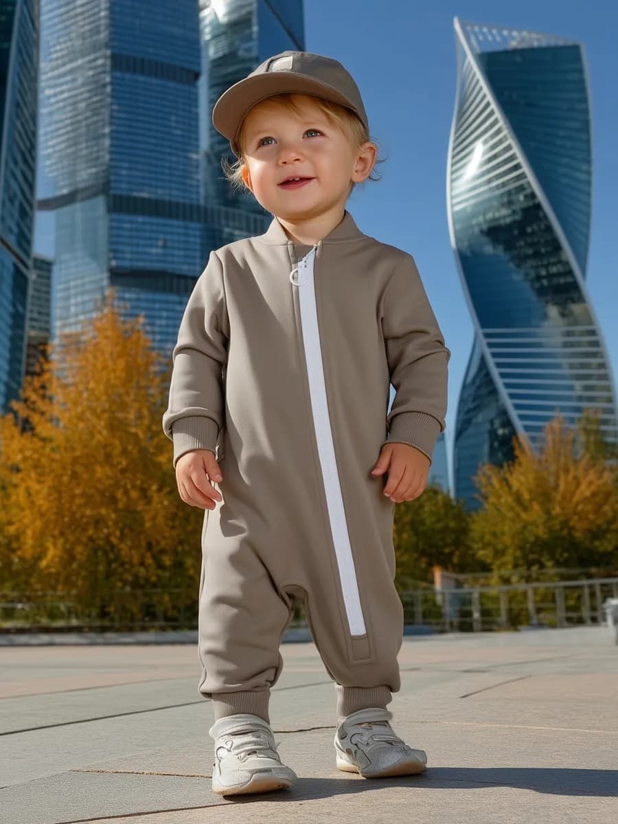 Комбинезон из футера для новорожденных с начесом