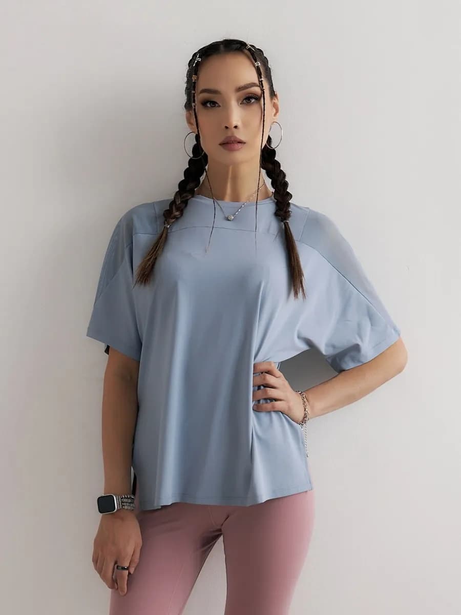 Футболка спортивная удлиненная для фитнеса