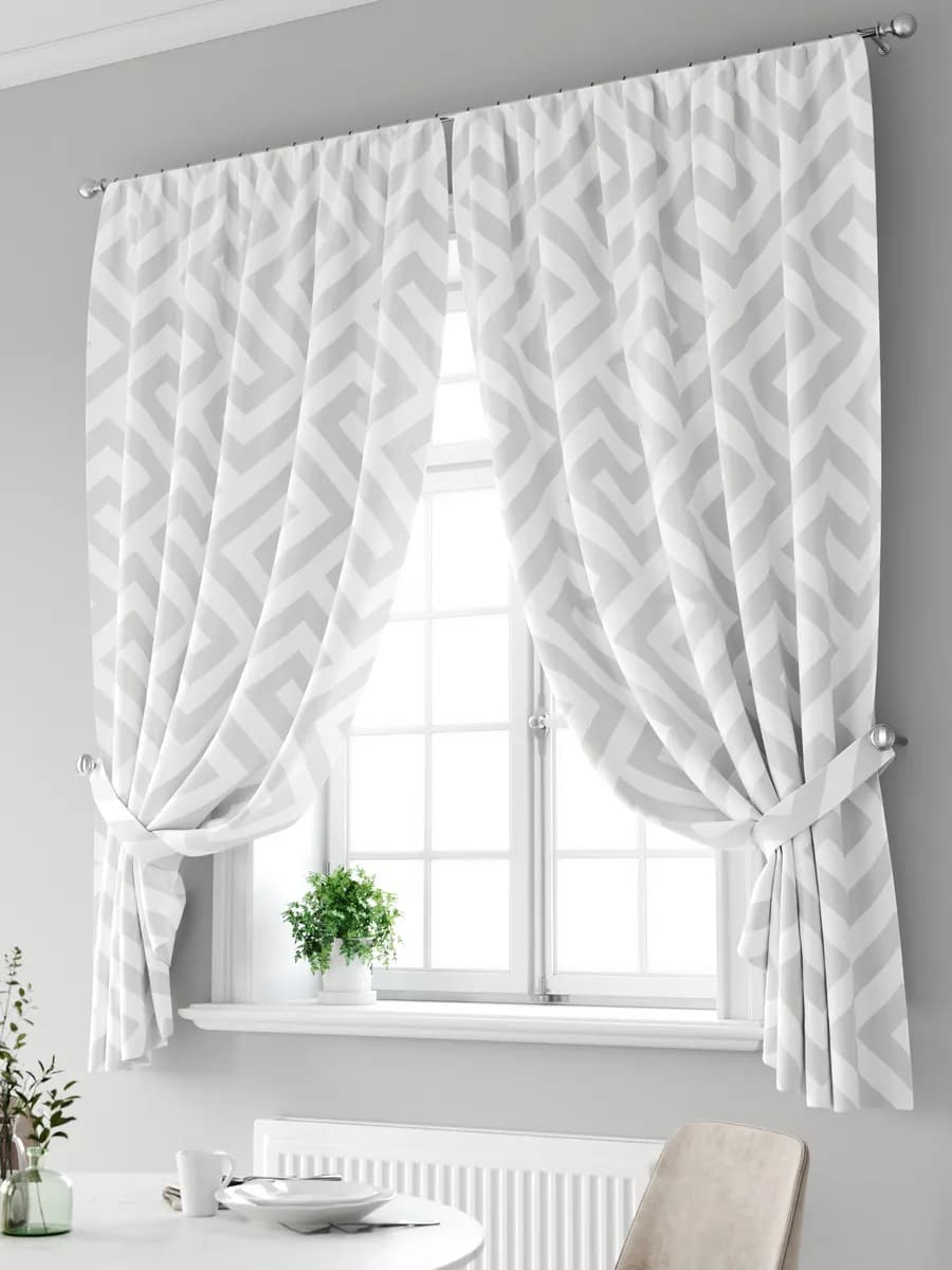 Шторы на кухню для дачи короткие комплект 180 см 2шт