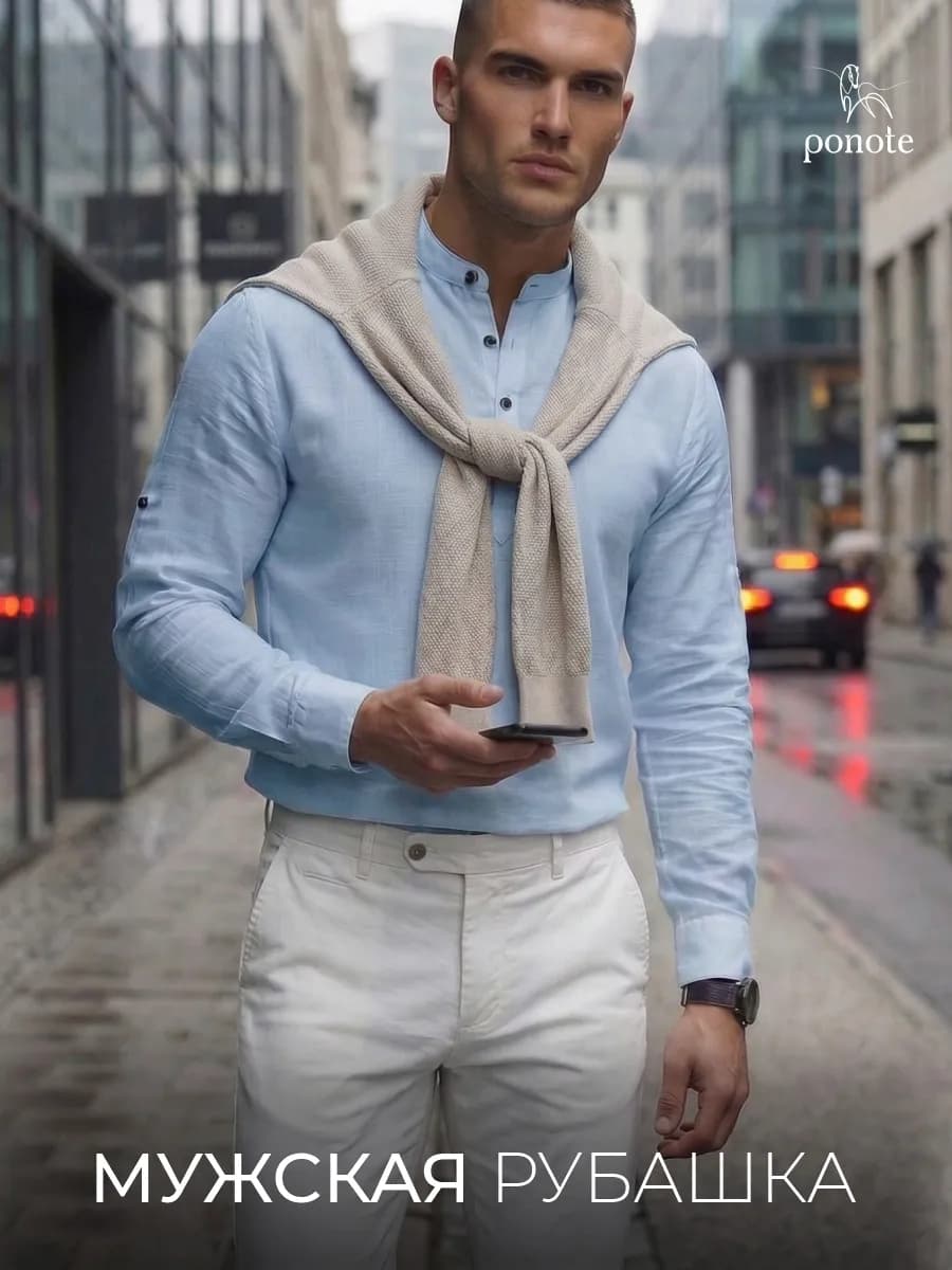 Рубашка льняная - фото 1