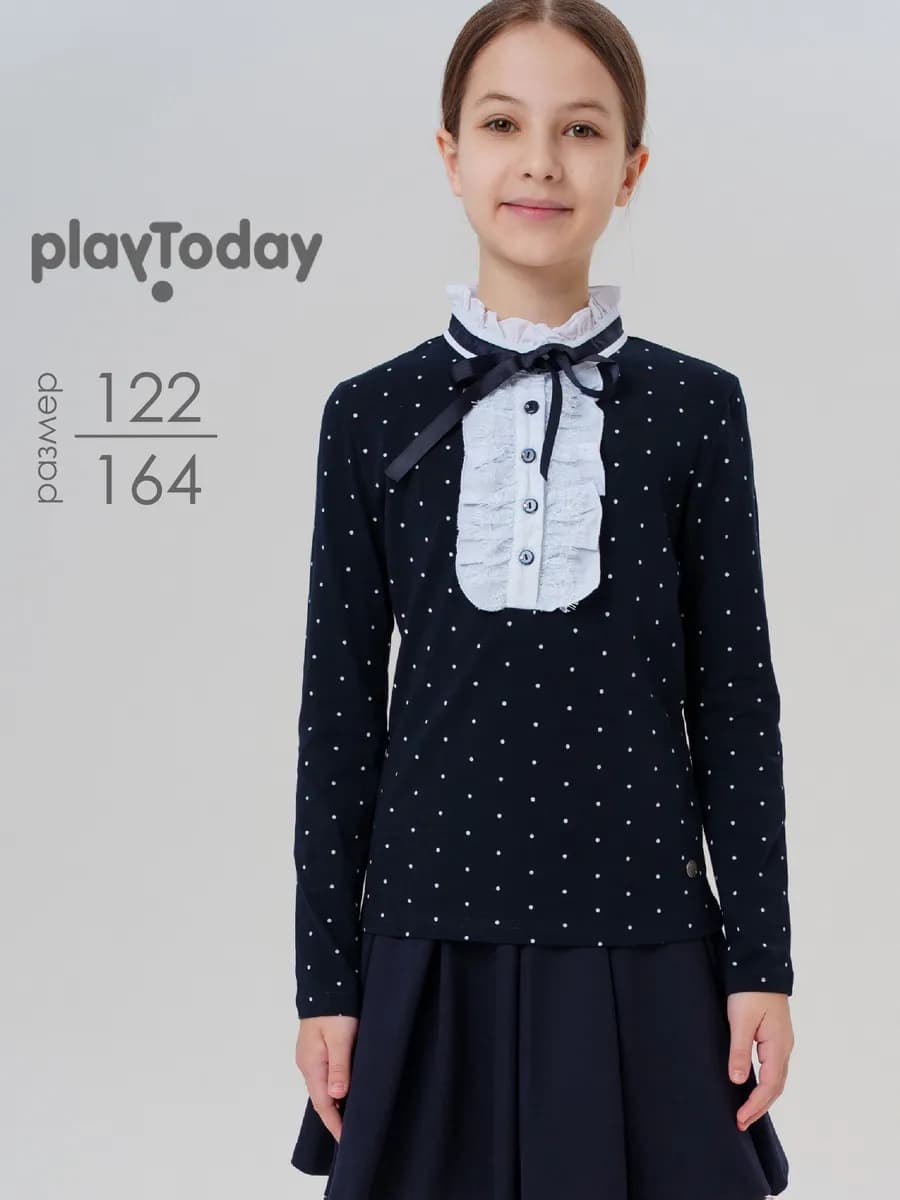Блузка школьная трикотажная нарядная в горошек для подростка