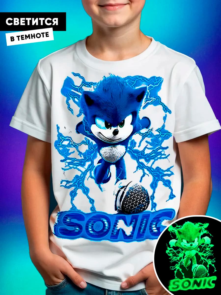 Детская футболка с принтом Соник
