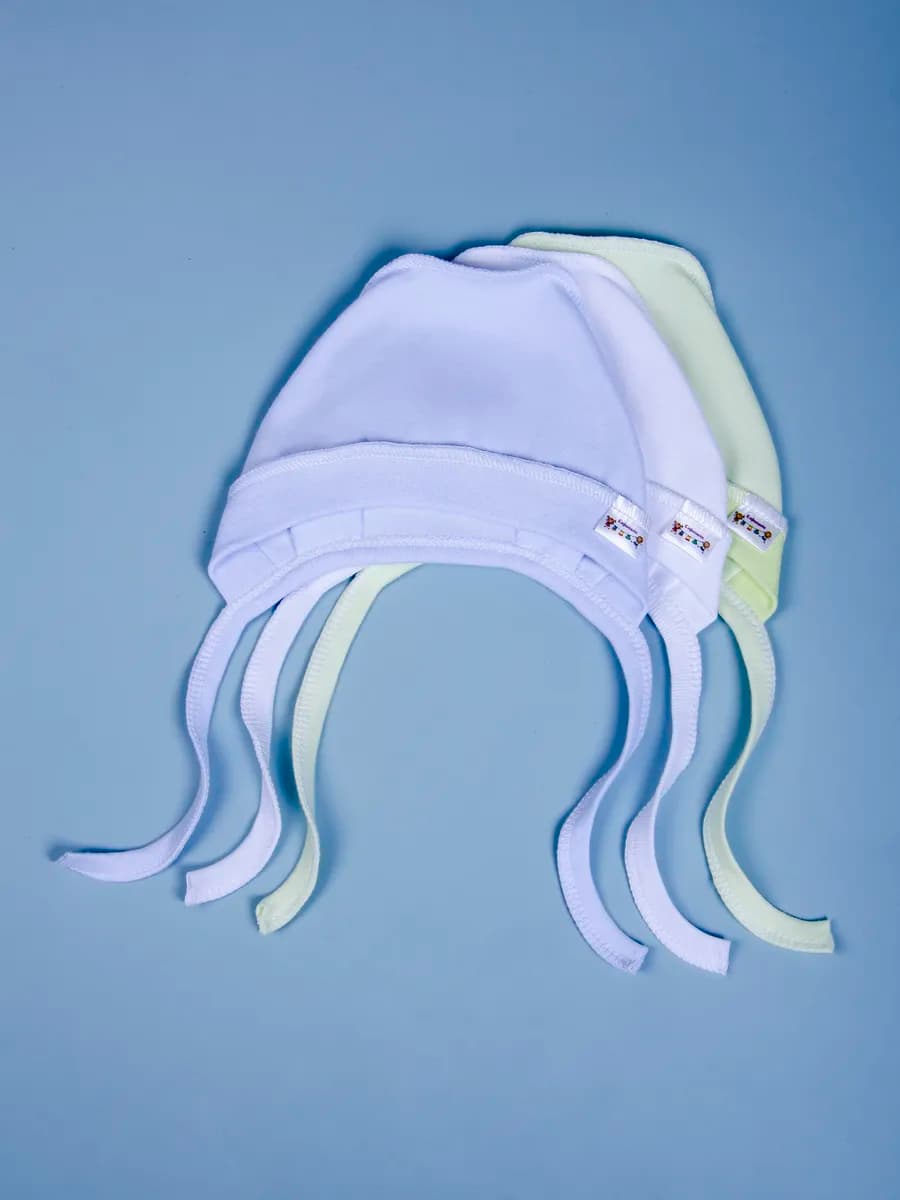 Комплект чепчиков для новорожденных малышей 3 шт