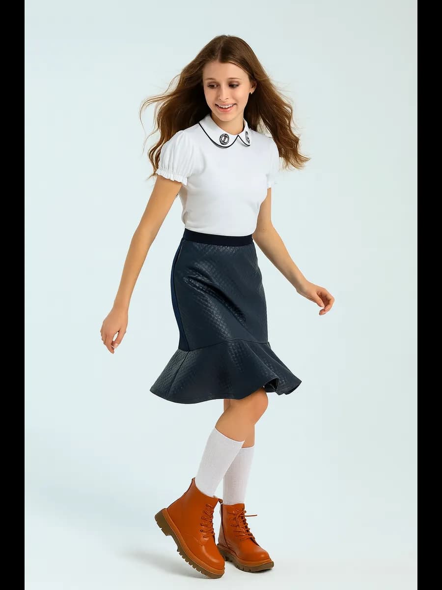 Юбка кожаная с воланом