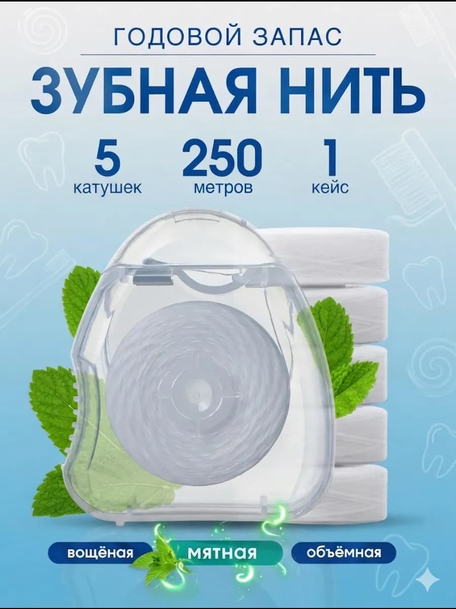 Зубная нить вощеная