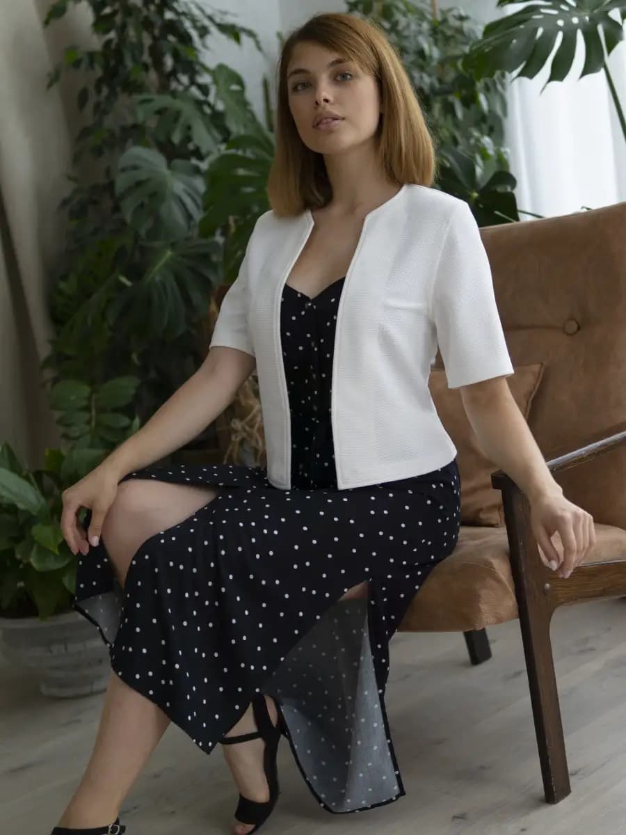 Жакет-пиджак летний белый с коротким рукавом