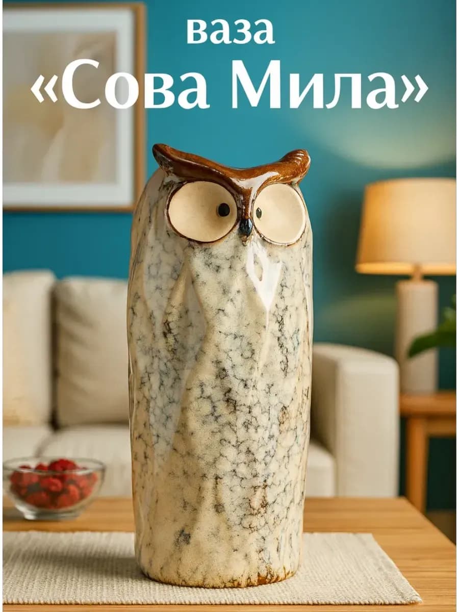 Кашпо ваза Сова Мила 23х9х9см - фото 1