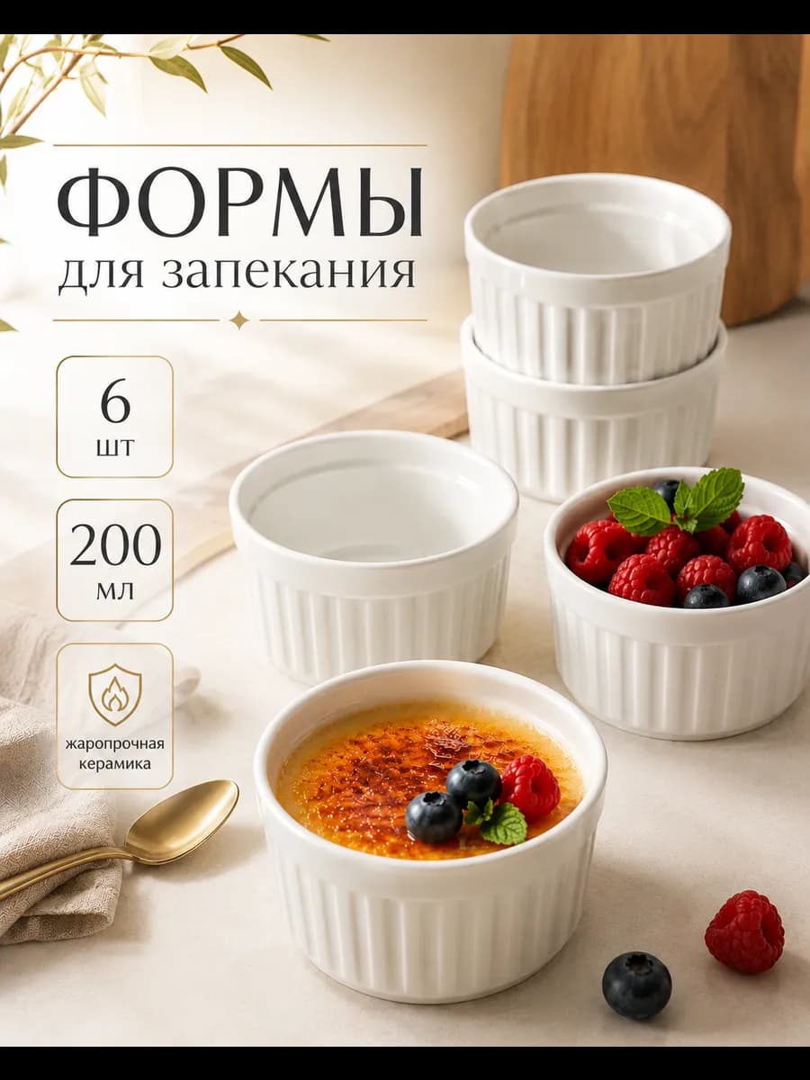 Набор форм для запекания в духовке, 6 шт