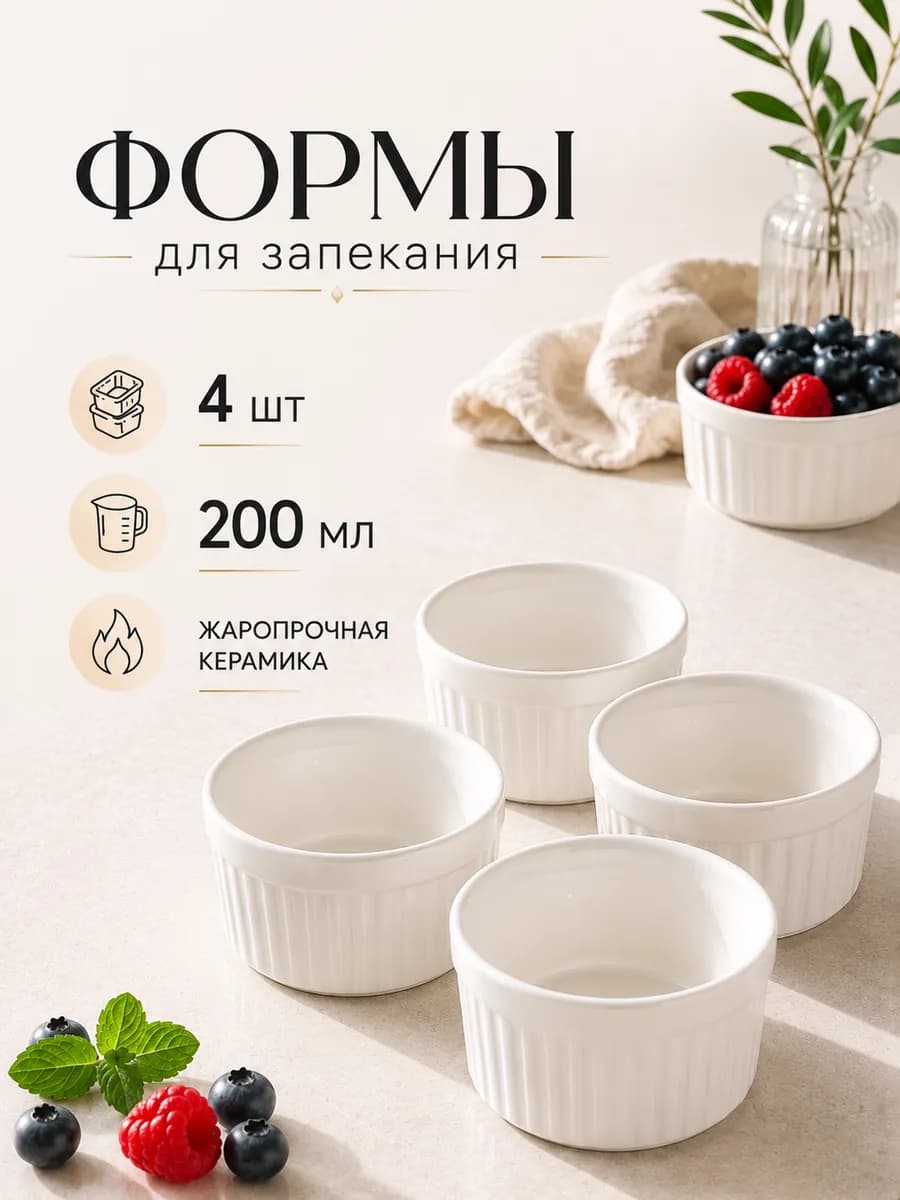 Набор форм для запекания в духовке, 4 шт