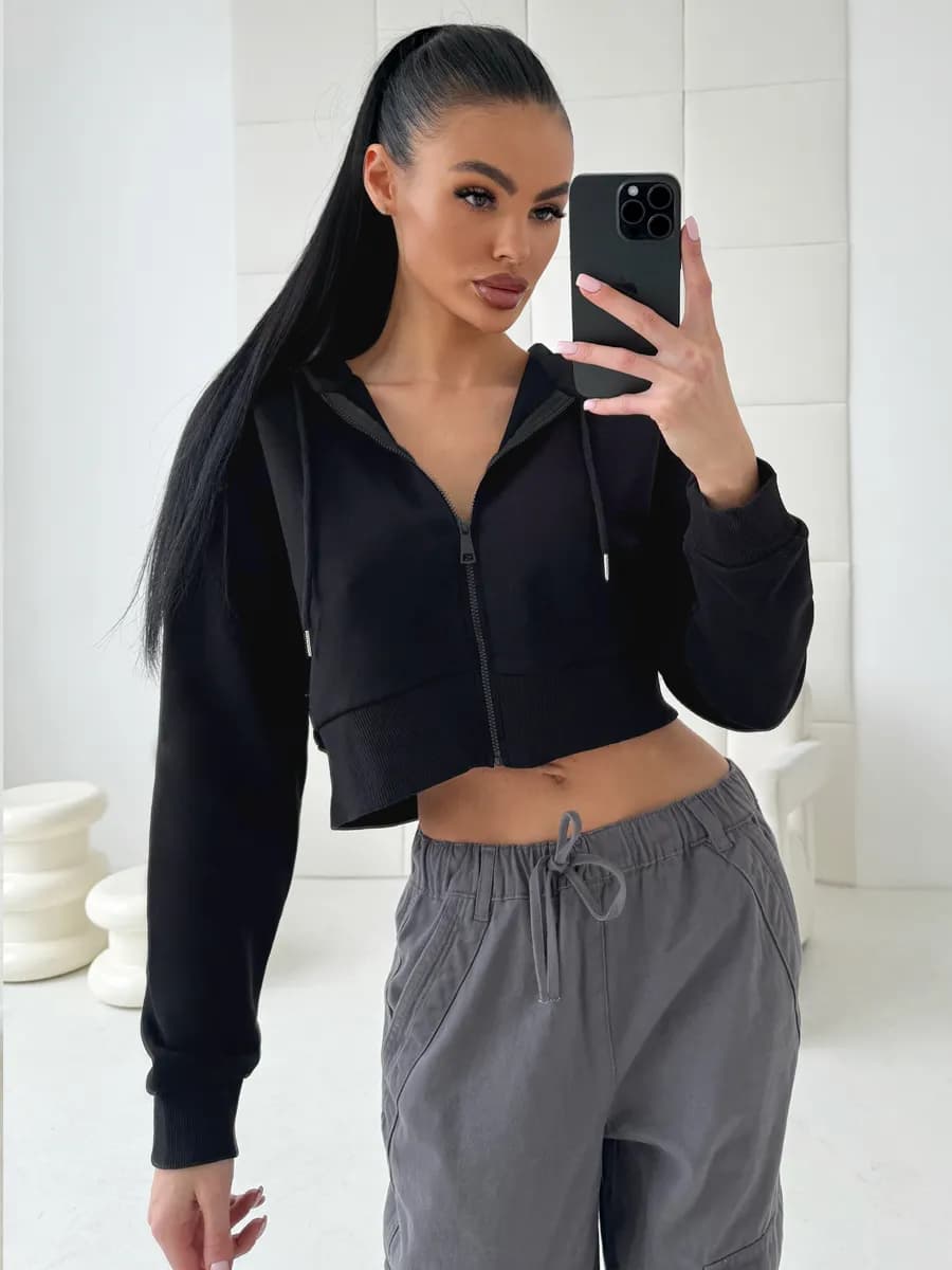 Толстовка укороченная на молнии у2к