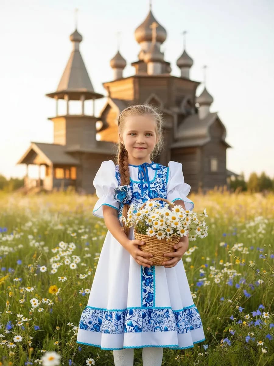 Народный костюм Гжель плясовая детский