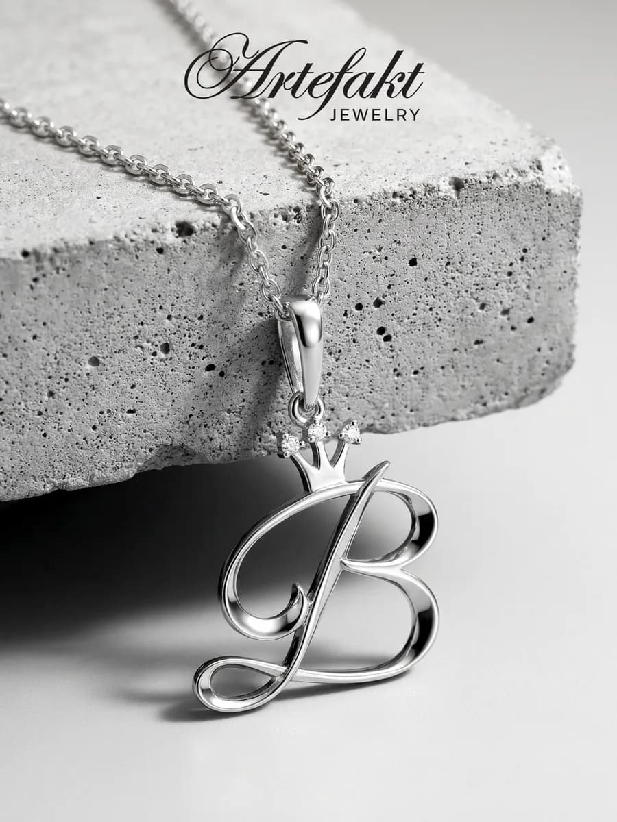 Подвеска на шею серебро 925 с буквой В серебряная