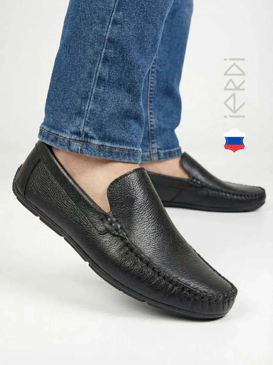 Мокасины офисные натуральная кожа - фото 1