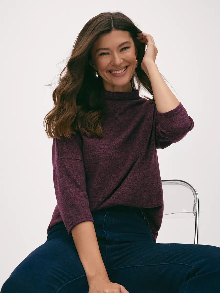 Джемпер оверсайз трикотажный с длинным рукавом - фото 1