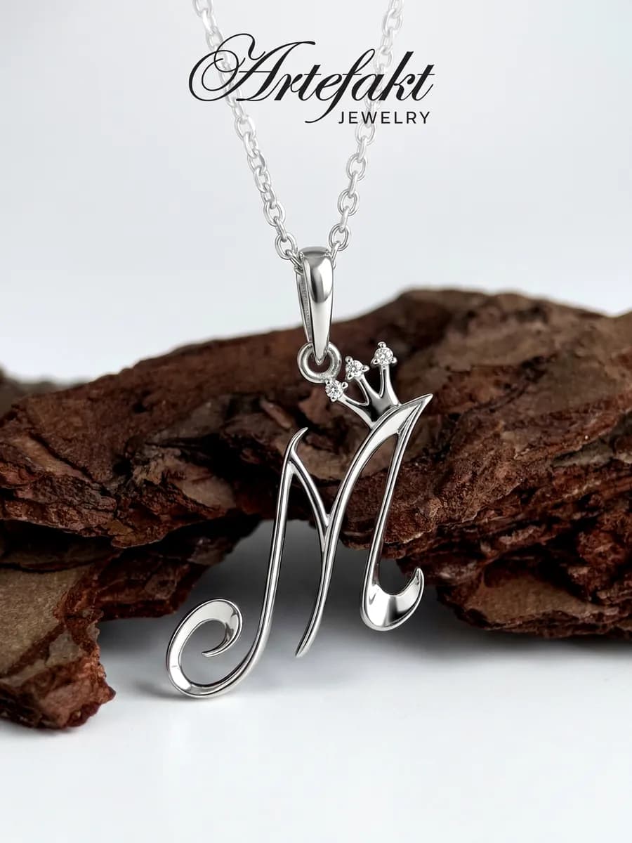 Подвеска на шею серебро 925 с буквой М серебряная - фото 1