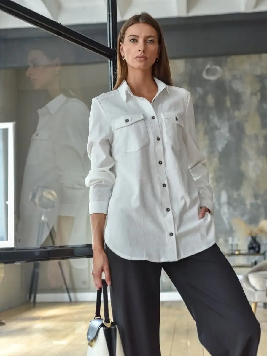 Рубашка оверсайз больших размеров вельветовая - фото 1