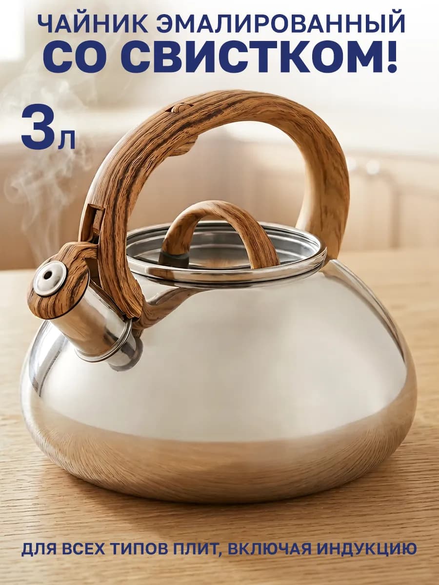 Чайник для плиты стальной 3 литра