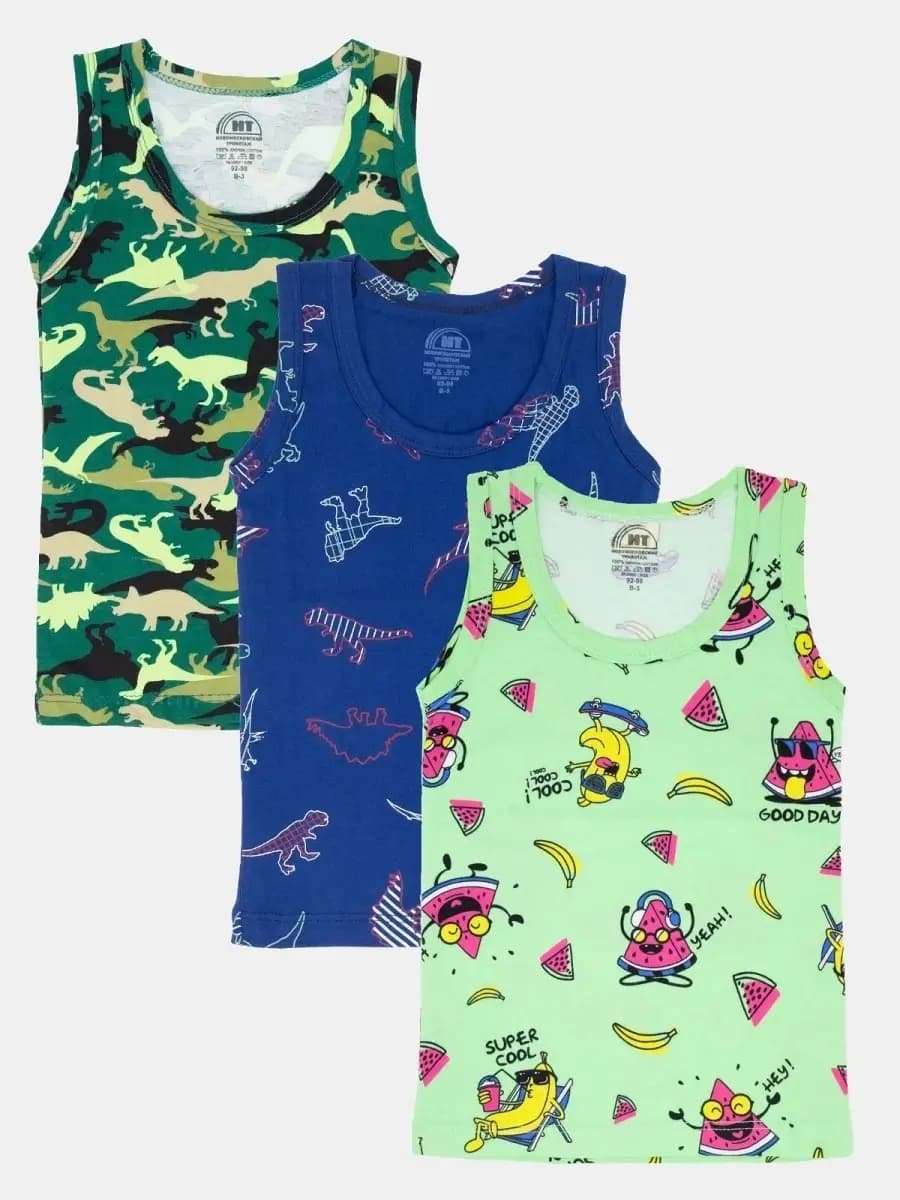 Майка детская для мальчиков комплект 3 шт с принтом