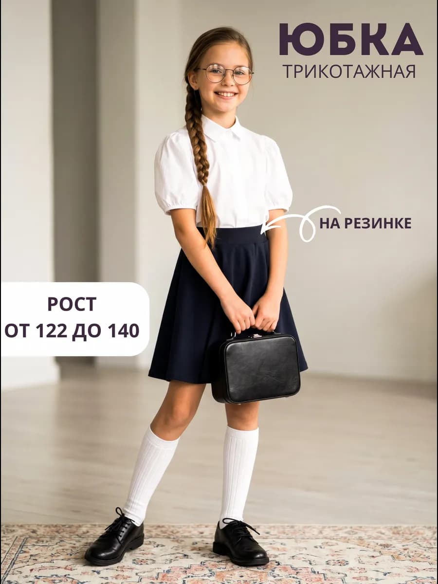 Юбка детская синяя трикотажная