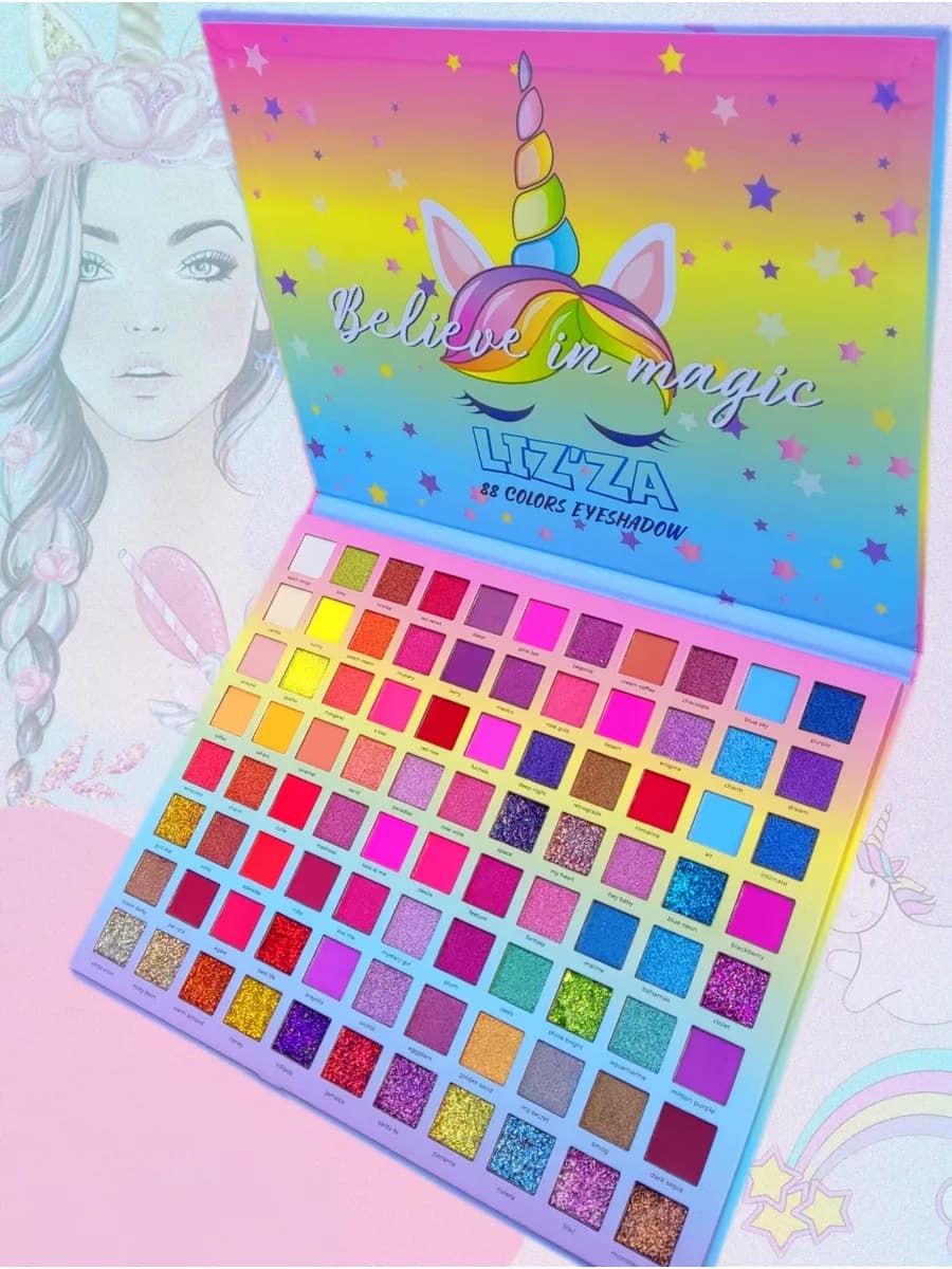 Палетка теней для век яркая большая