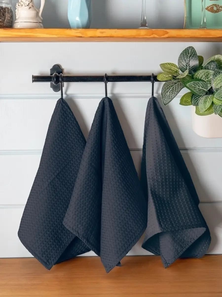 Полотенце кухонное вафельное с петелькой набор 3 шт