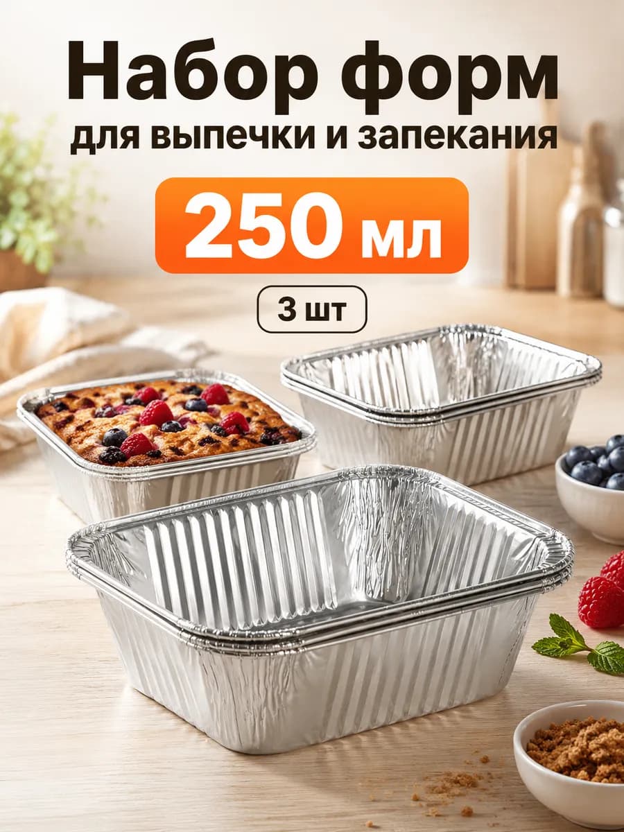 Набор форм для выпечки и запекания 3 шт, 250 мл