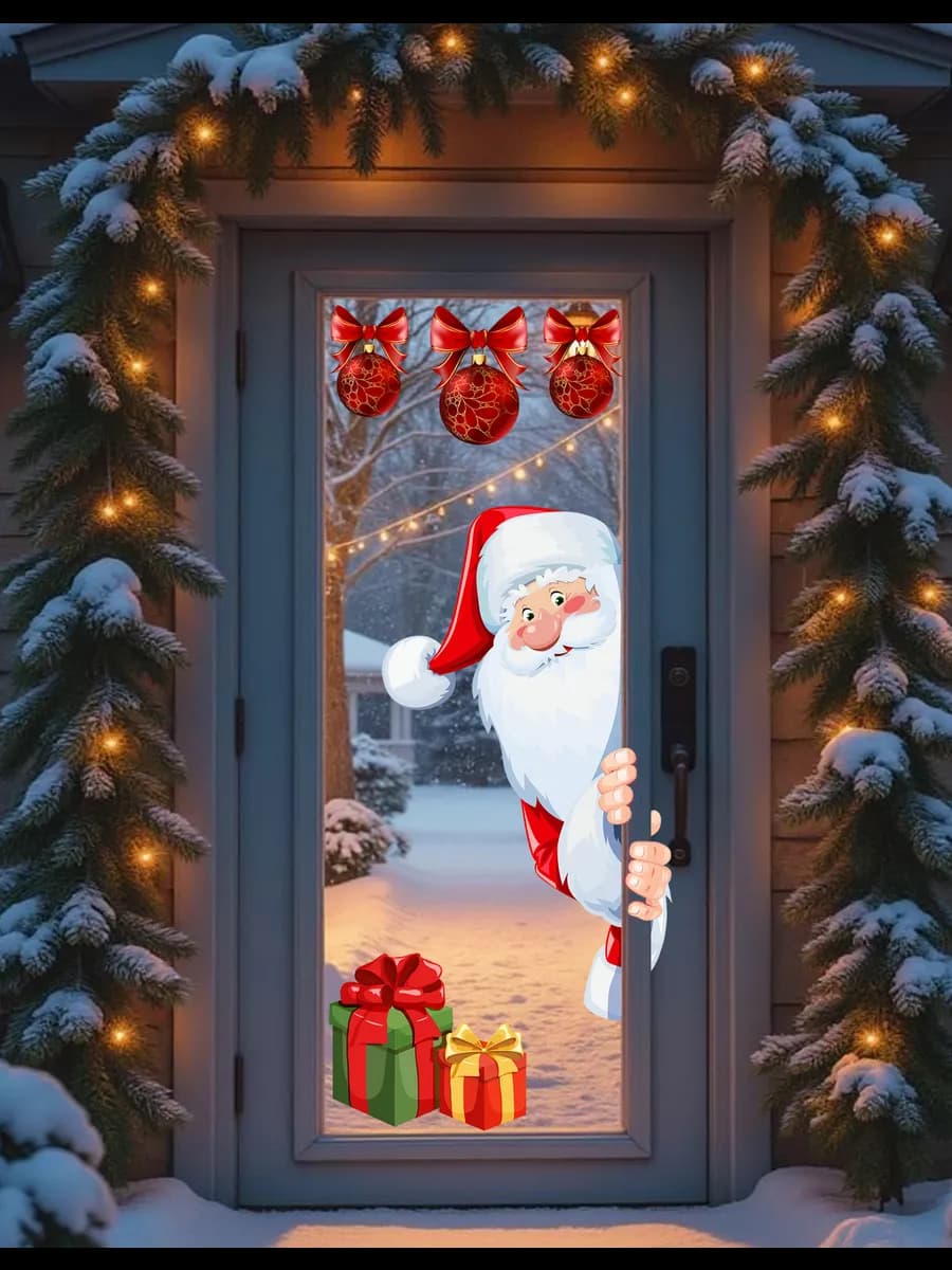 Новогодние наклейки на окна, Дед Мороз, Новый год 2026