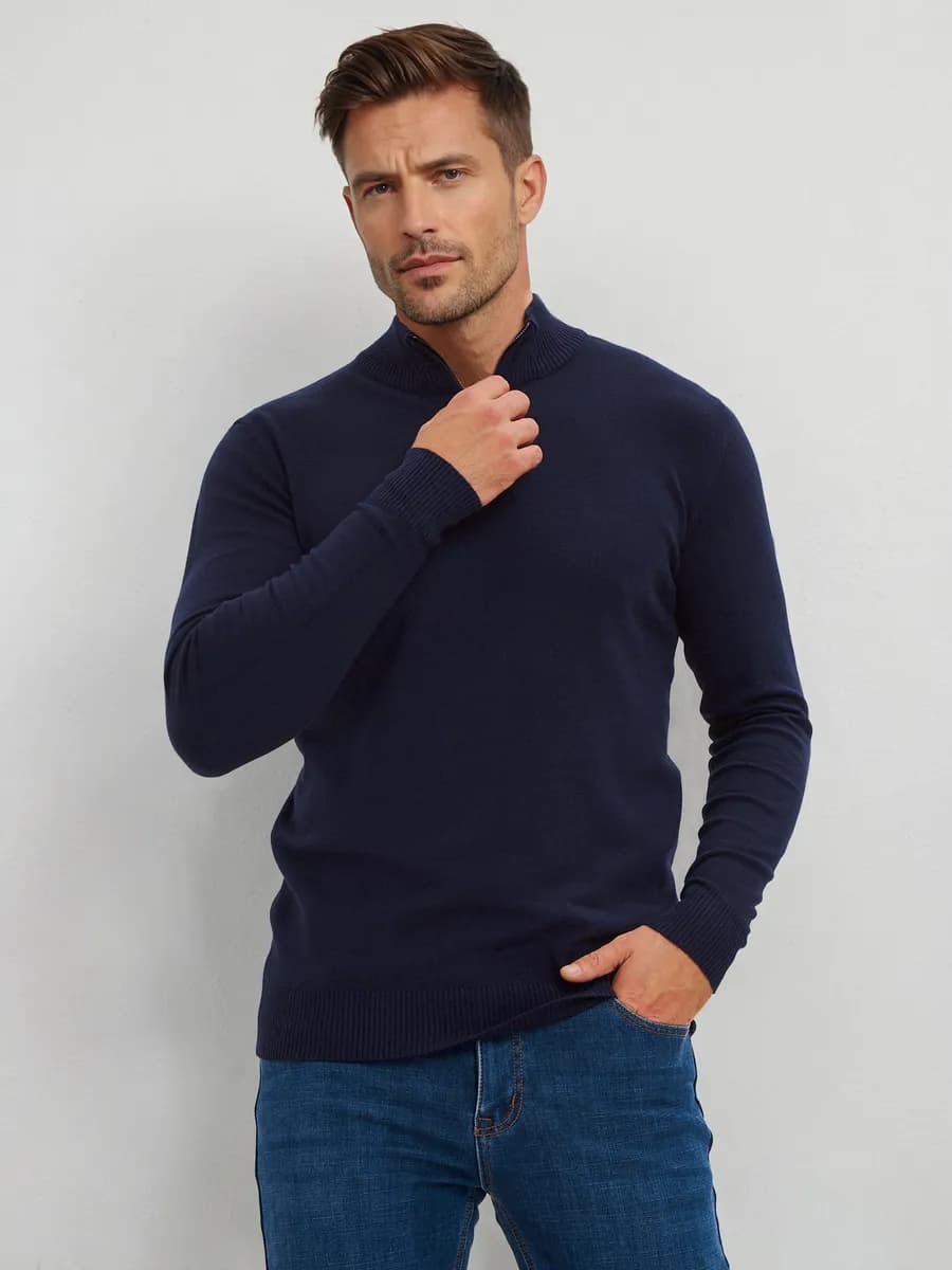 Джемпер на молнии классический с воротником