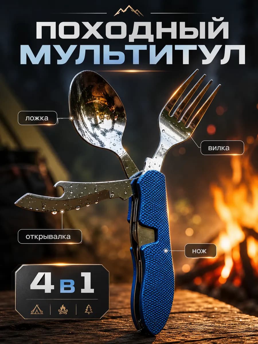 Мультитул ложка вилка складной походный