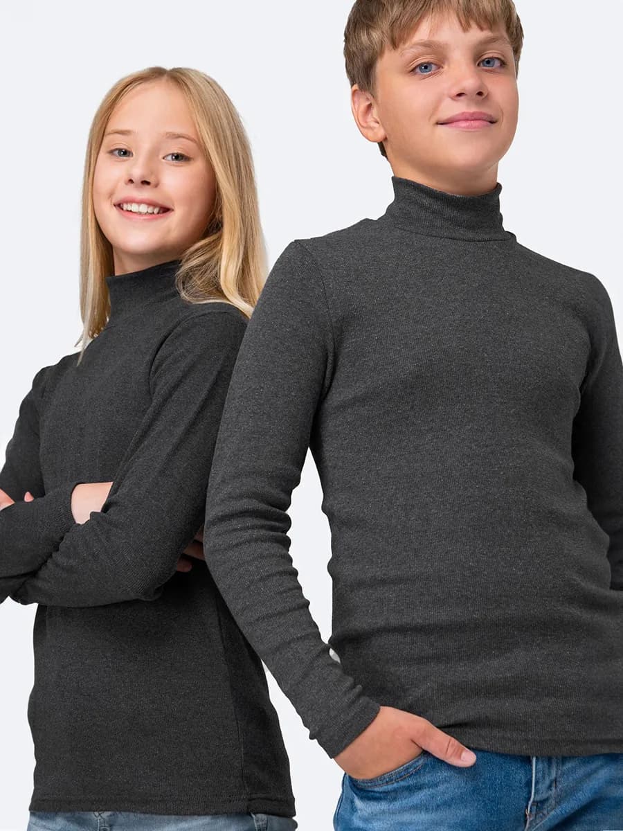 Водолазка детская в рубчик базовая школьная - фото 1