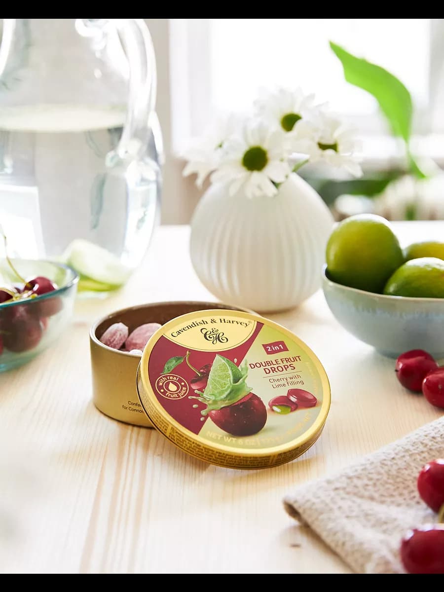 Леденцы с жидким центром Double Fruit Вишня и лайм 175г