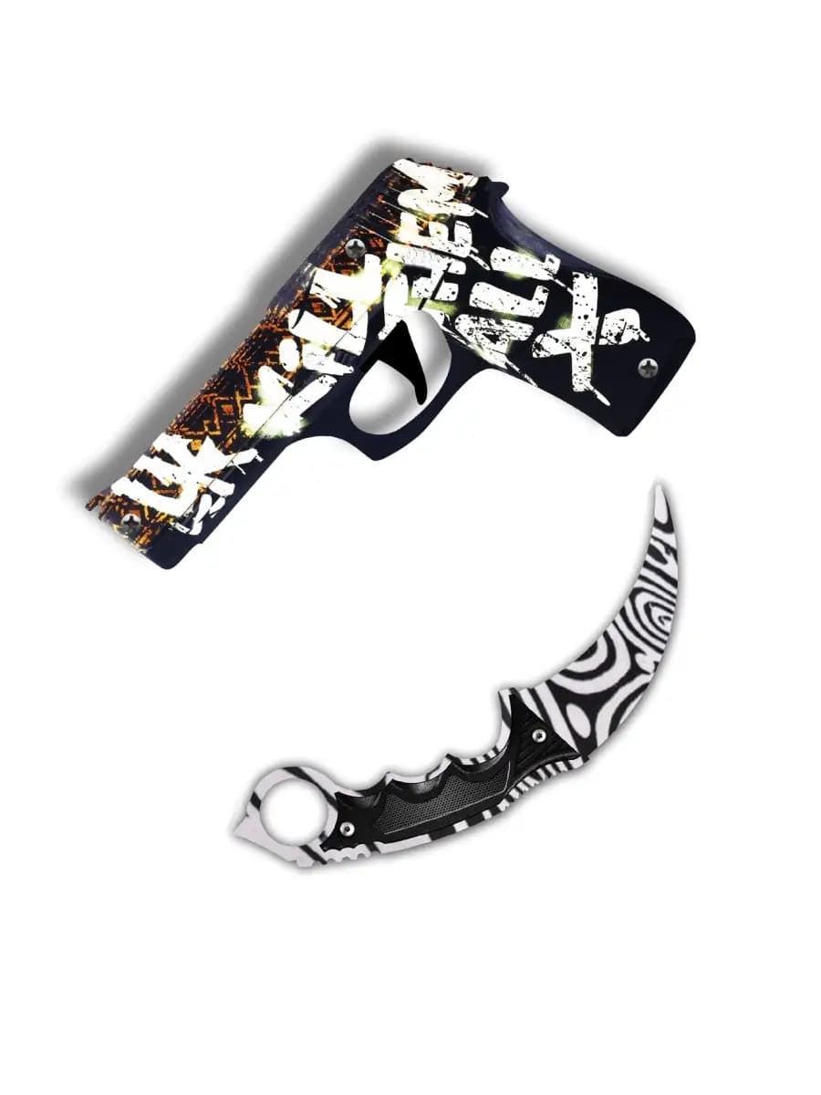 Игрушечный пистолет детский деревянный, нож керамбит