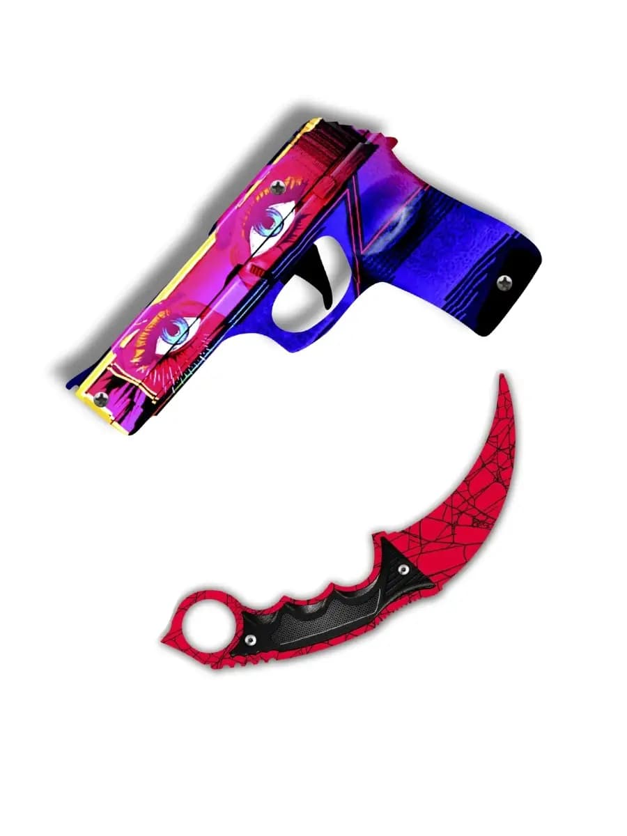 Игрушечный пистолет детский деревянный, нож керамбит - фото 1