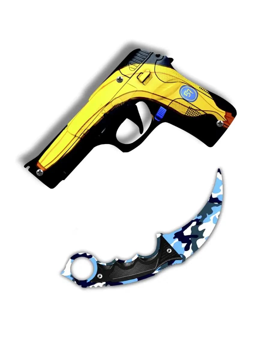 Игрушечный пистолет детский деревянный, нож керамбит - фото 1