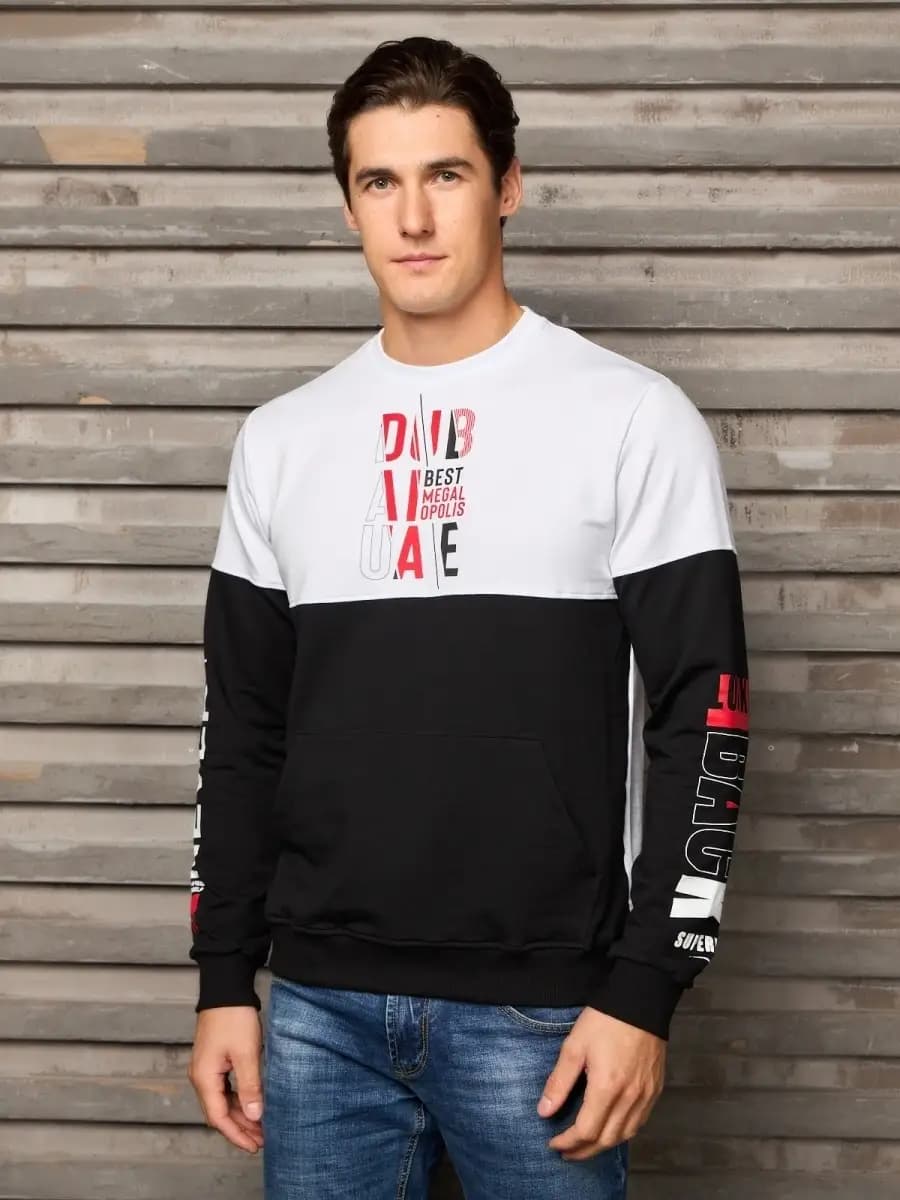 Свитшот оверсайз без начеса с принтом - фото 1