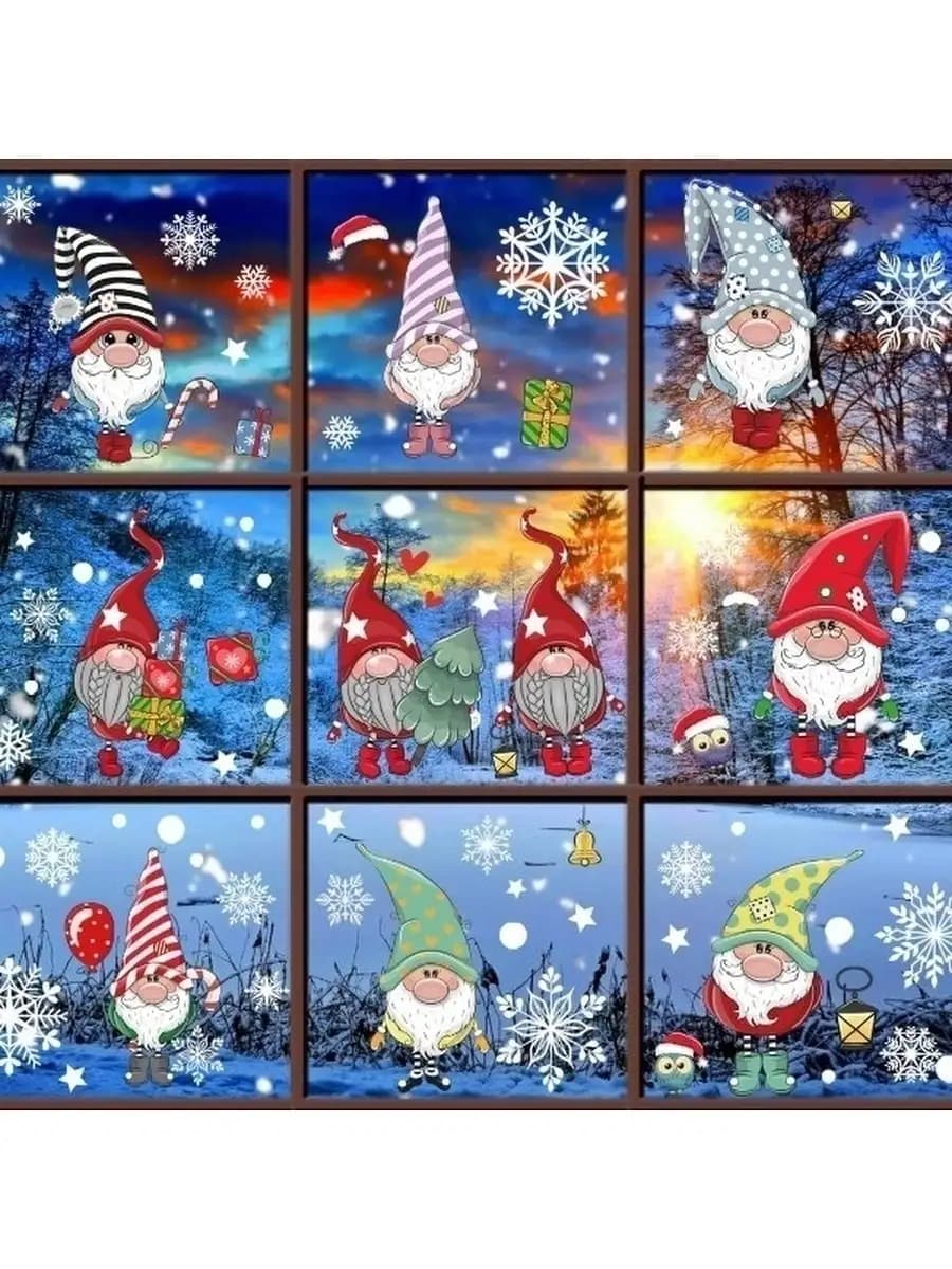 Новогодние наклейки на окна 2026