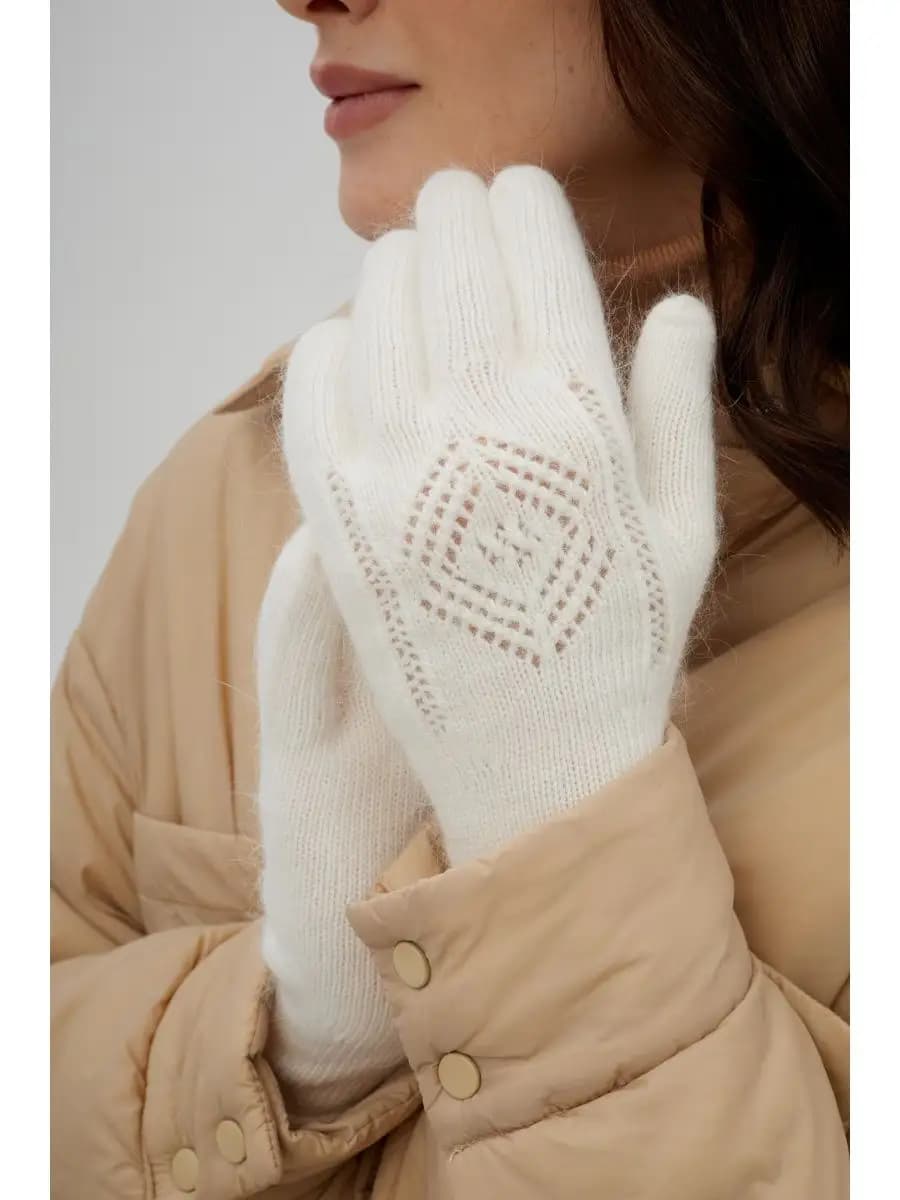 Перчатки женские вязаные из ангоры теплые зимние шерстяные