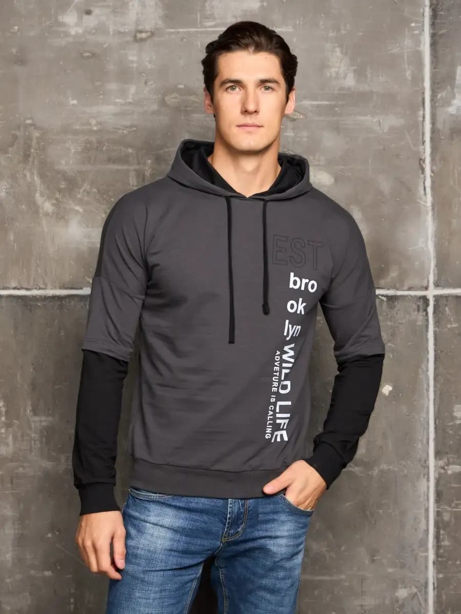 Худи с капюшоном оверсайз без начеса