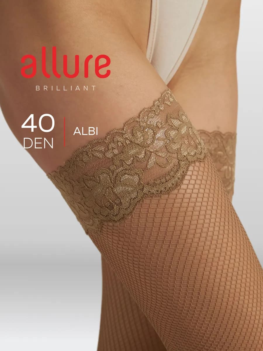 Чулки кружевные в сетку на резинке Albi 40 Den