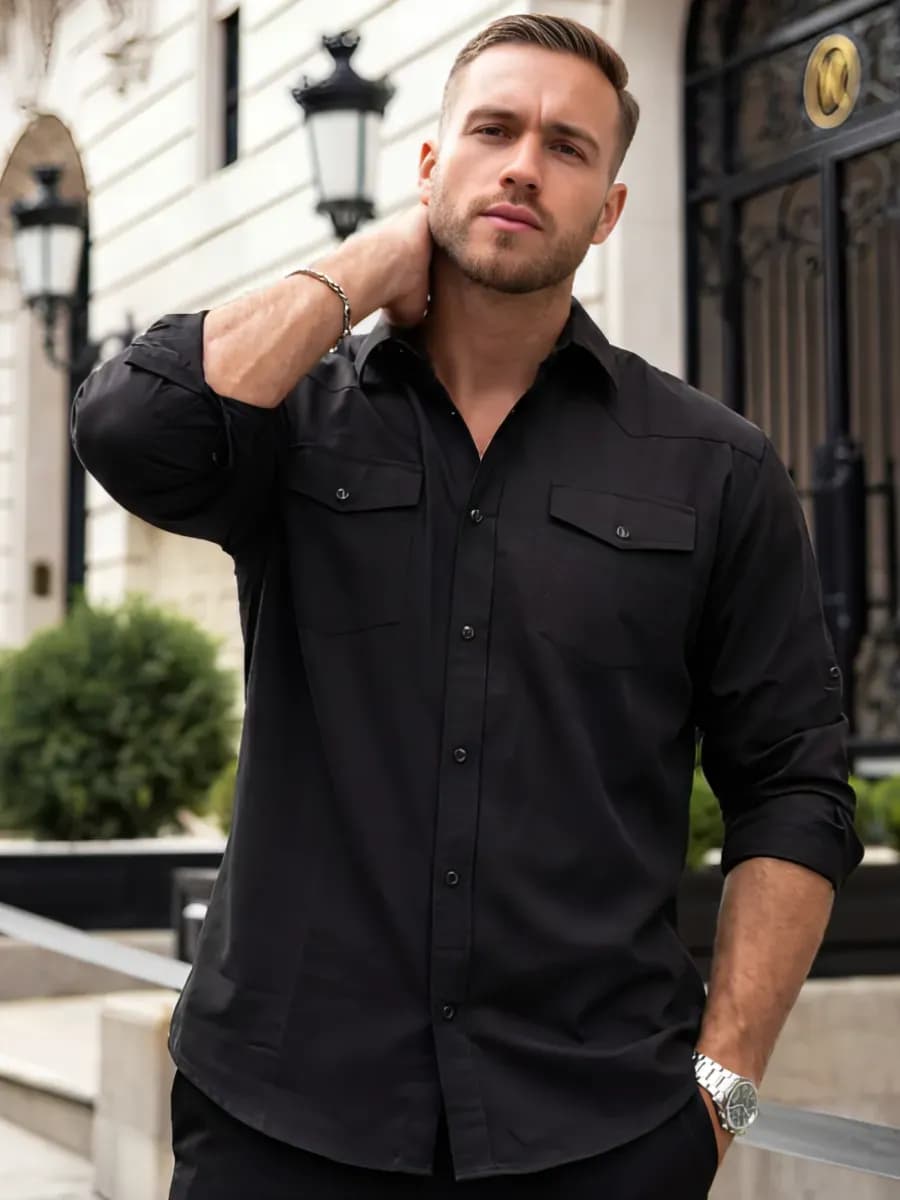 Рубашка мужская джинсовая на кнопках