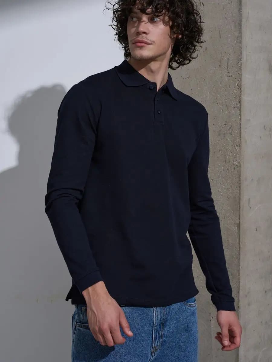 Лонгслив поло футболка с длинным рукавом