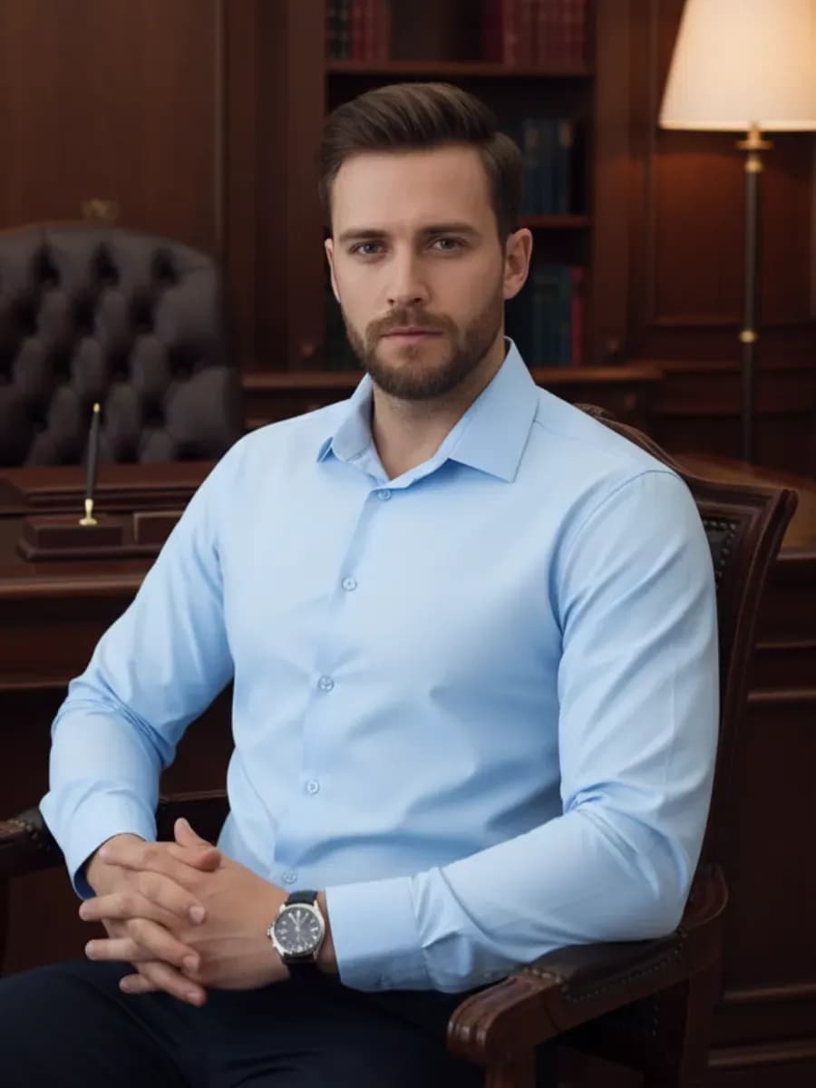 Рубашка Slim Fit Классическая с длинным рукавом - фото 1