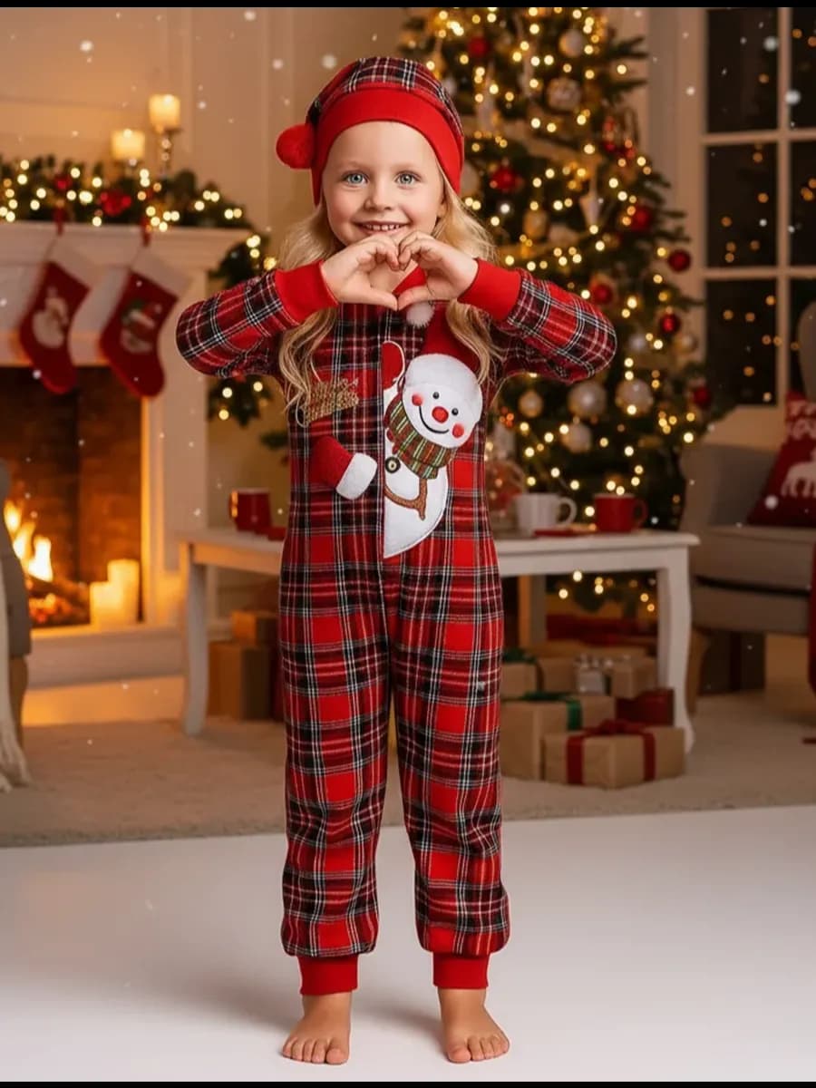 Новогодняя пижама комбинезон в клеточку