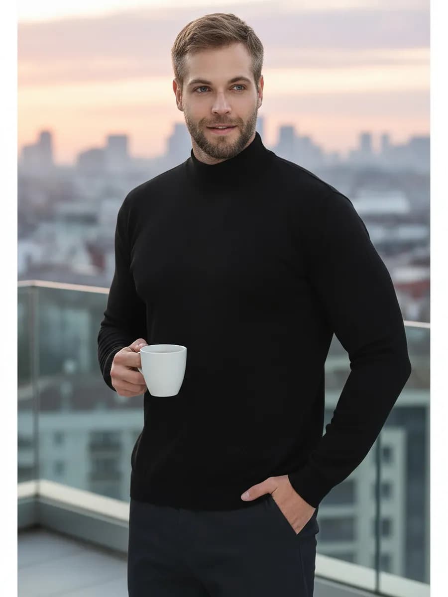 Водолазка черная теплая с горлом шерстяная
