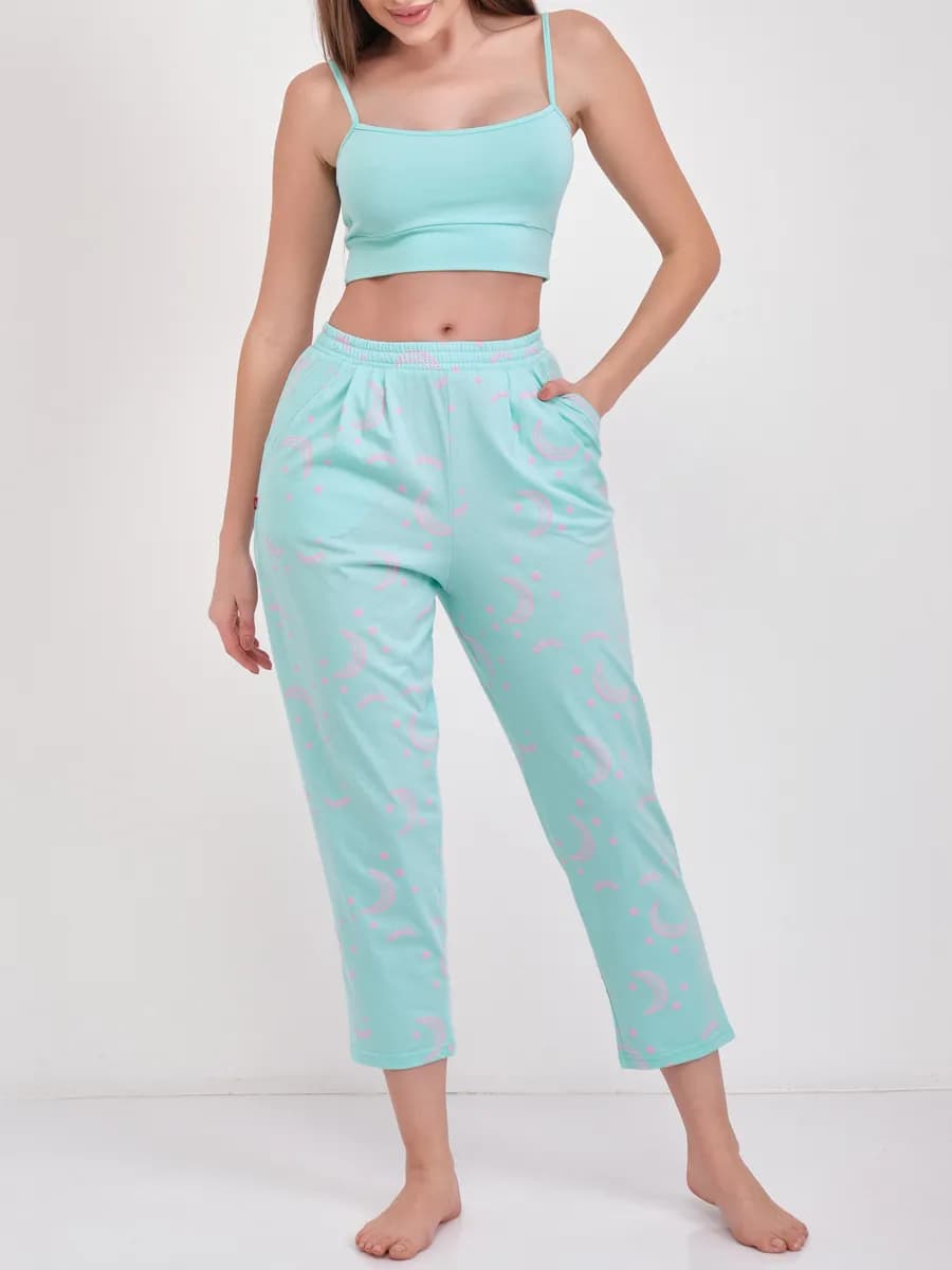 Брюки женские домашние укороченные 7 8 на резинке - фото 1