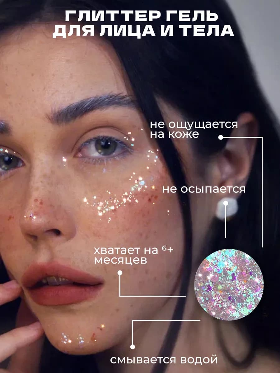 Блестки для лица, глиттер для глаз