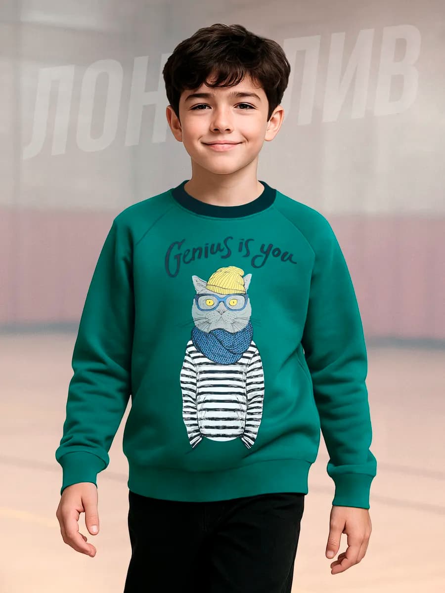 Лонгслив для подростка с принтом детский хлопок